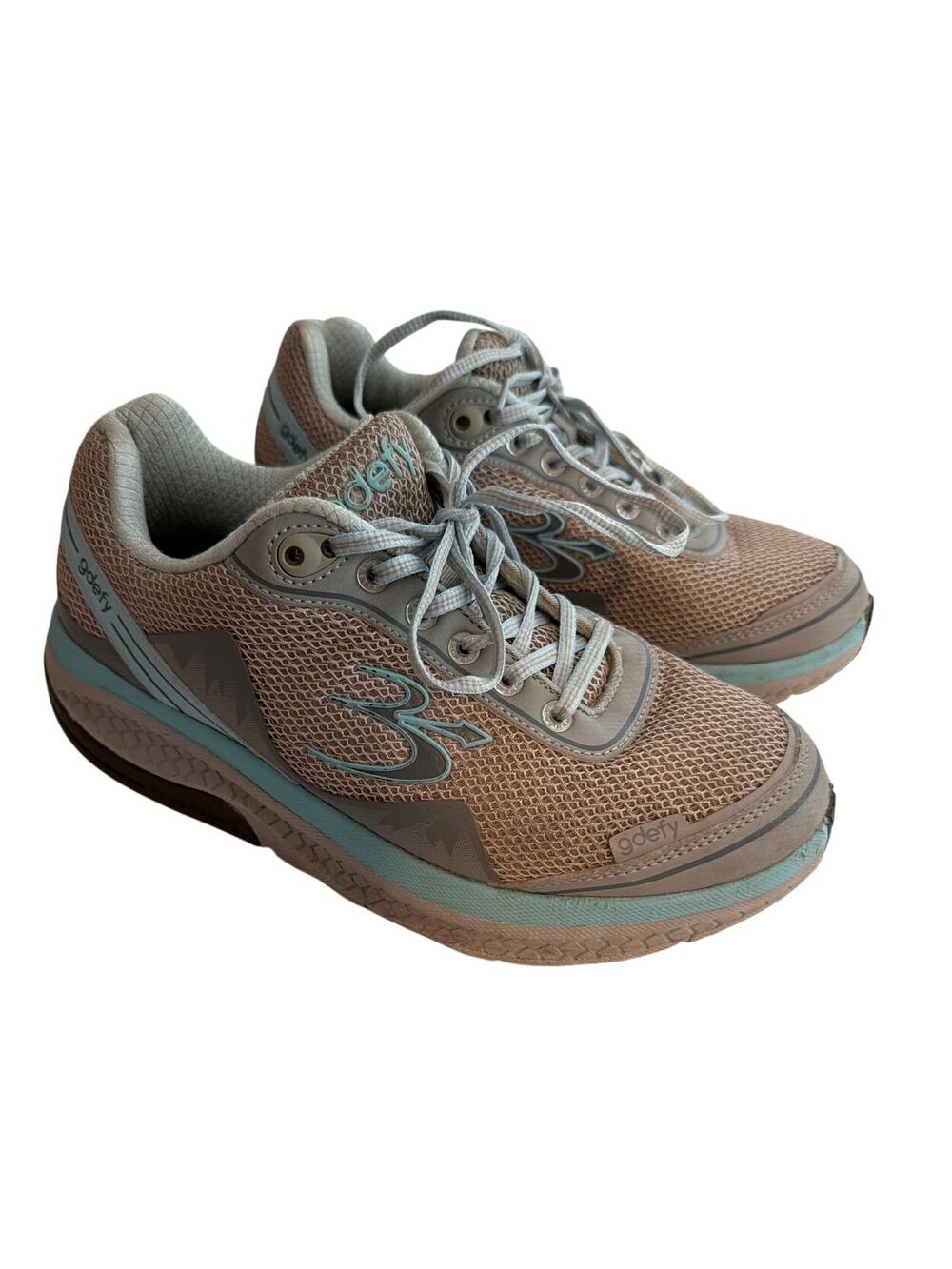 GDEFY VersoShock Orthotic Walking Sneaker Mighty Walk Light Gray/Aqua Size 8